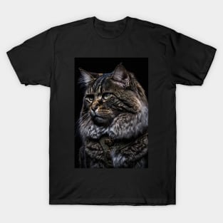 Cool cat portrait looking out in the distance T-Shirt